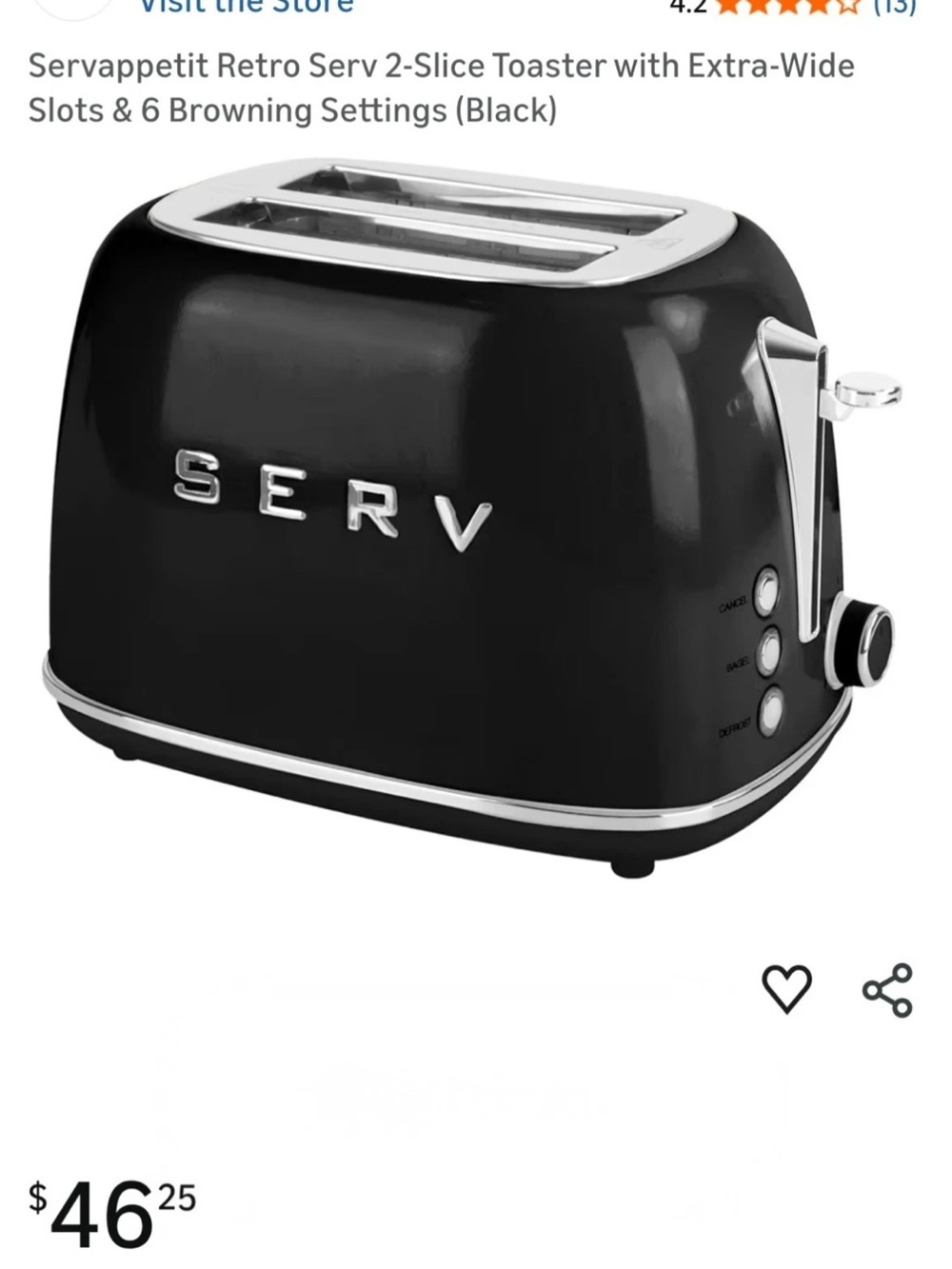 Servappetit Toaster Black Retro Vintage Look